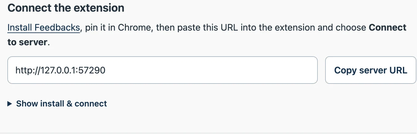 Copy the team server URL from Feedbacks Setup.